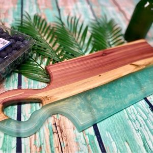 Handmade Pistachio Live Edge Red Cedar Wood Charcuterie Board